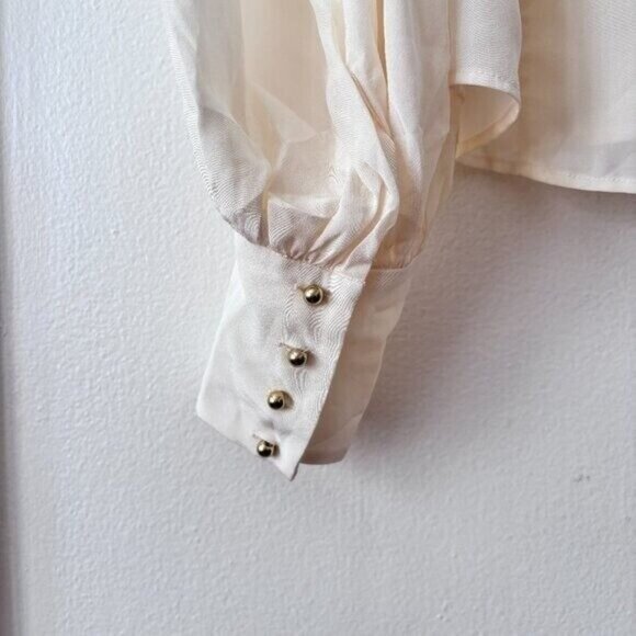 Zimmermann Silk Billow Sleeve Blouse Gold Button Detail - Picture 9 of 11